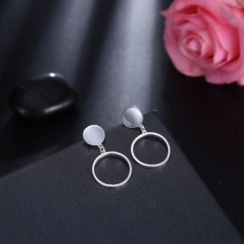 Wholesale Free Shipping Fashion simple Silver plated Geometric Round Stud Earrings For Women Beautiful Jewelry TGSPE044 1