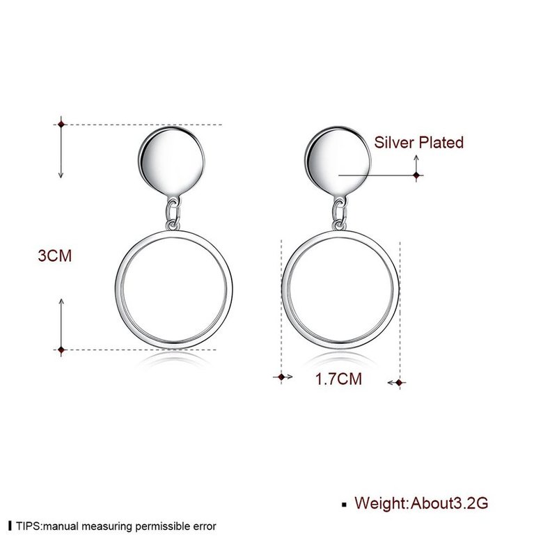 Wholesale Free Shipping Fashion simple Silver plated Geometric Round Stud Earrings For Women Beautiful Jewelry TGSPE044 3