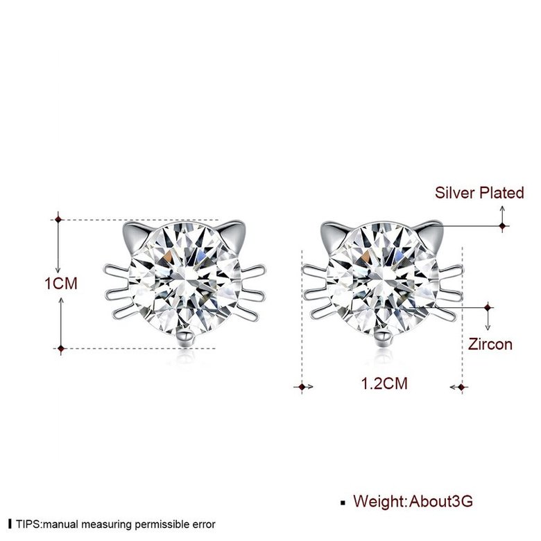 Wholesale Cute Cat Stud Earrings for Women Silver plated Minimalist Animal Ear Studs Engagement Statement Jewelry TGSPE048 4