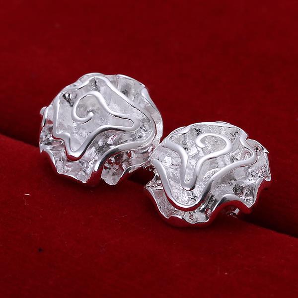 Wholesale Romantic Silver Plant Stud Earring Rose Flower Stud Earrings for Women Fashion Jewelry from China  TGSPE119 0