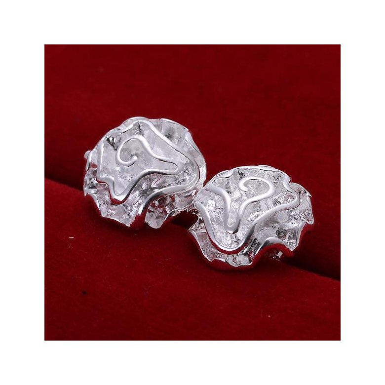 Wholesale Romantic Silver Plant Stud Earring Rose Flower Stud Earrings for Women Fashion Jewelry from China  TGSPE119 0
