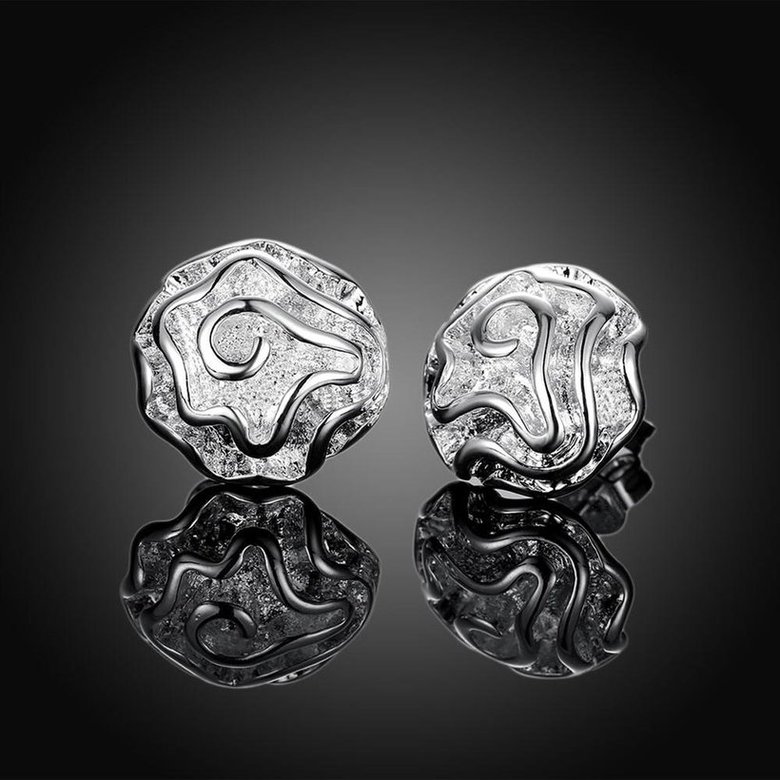 Wholesale Romantic Silver Plant Stud Earring Rose Flower Stud Earrings for Women Fashion Jewelry from China  TGSPE119 2