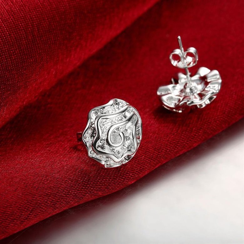 Wholesale Romantic Silver Plant Stud Earring Rose Flower Stud Earrings for Women Fashion Jewelry from China  TGSPE119 3
