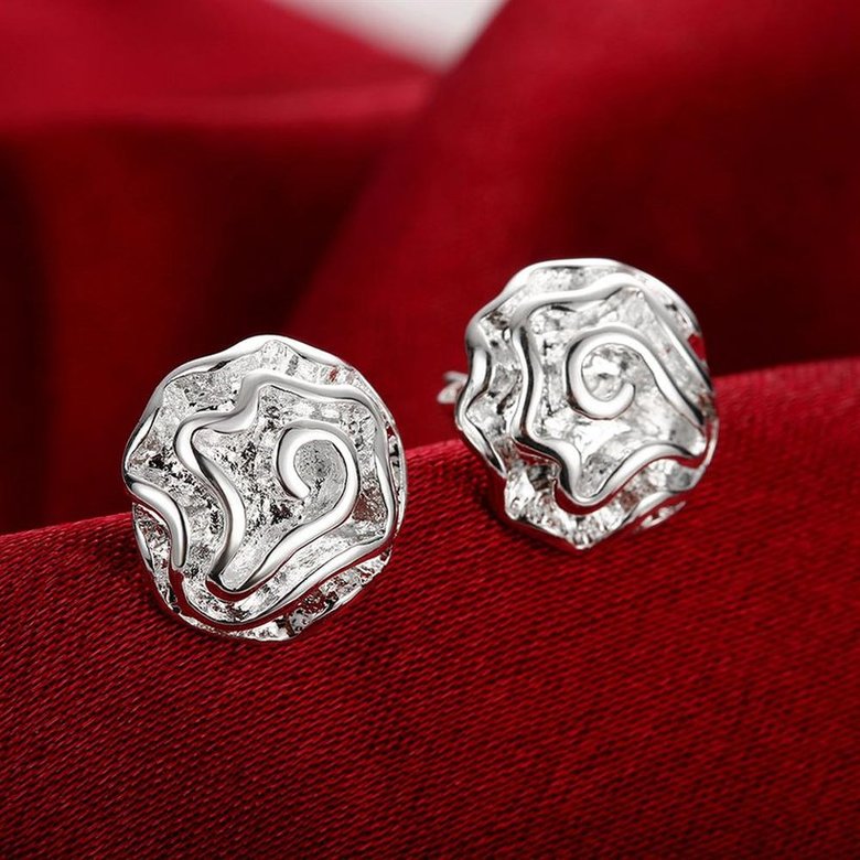 Wholesale Romantic Silver Plant Stud Earring Rose Flower Stud Earrings for Women Fashion Jewelry from China  TGSPE119 4