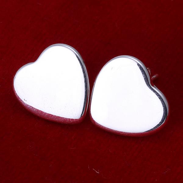 Wholesale Cute Female Love Heart Stud Earrings Silver plated Small Earrings Charm Crystal Wedding Earrings For Women TGSPE121 0