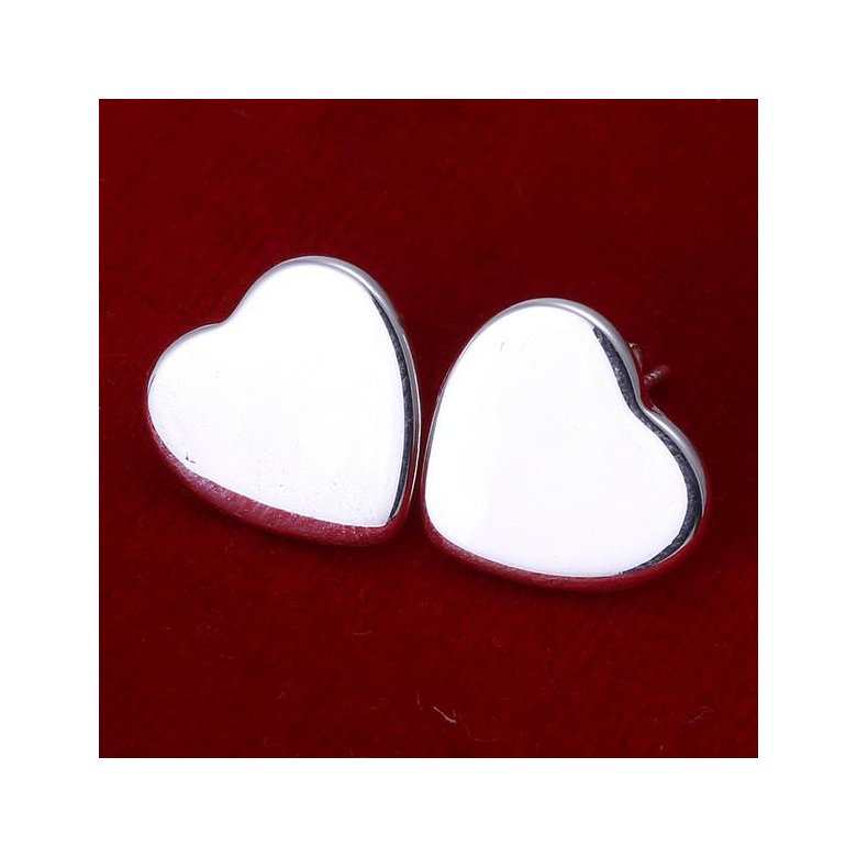 Wholesale Cute Female Love Heart Stud Earrings Silver plated Small Earrings Charm Crystal Wedding Earrings For Women TGSPE121 0