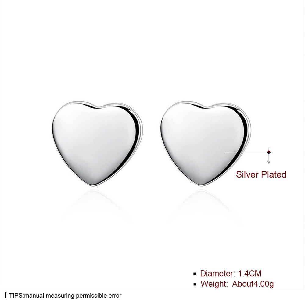 Wholesale Cute Female Love Heart Stud Earrings Silver plated Small Earrings Charm Crystal Wedding Earrings For Women TGSPE121 1