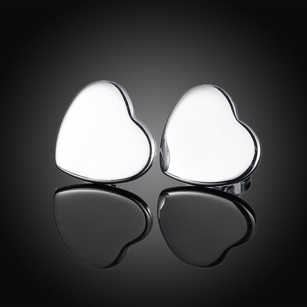 Wholesale Cute Female Love Heart Stud Earrings Silver plated Small Earrings Charm Crystal Wedding Earrings For Women TGSPE121 2