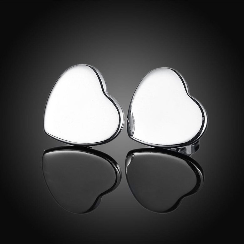 Wholesale Cute Female Love Heart Stud Earrings Silver plated Small Earrings Charm Crystal Wedding Earrings For Women TGSPE121 2