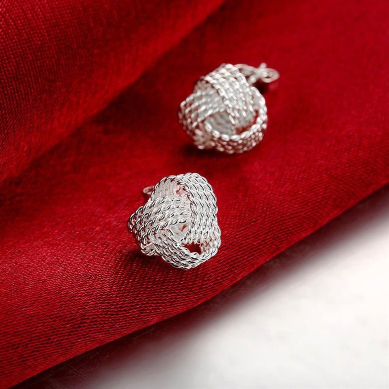 Wholesale Trendy Silver plate Stud Earring Elegant Soft Winding Stud Earrings for Women Wedding Engagement Jewelry TGSPE122 2