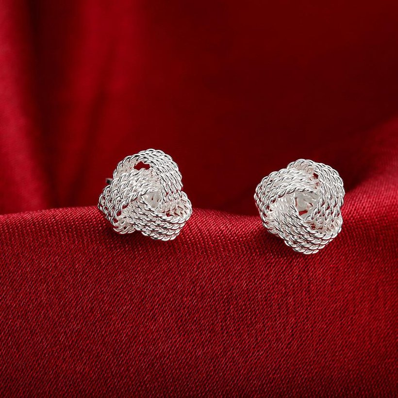 Wholesale Trendy Silver plate Stud Earring Elegant Soft Winding Stud Earrings for Women Wedding Engagement Jewelry TGSPE122 3