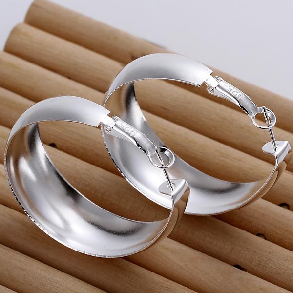 Wholesale Classic Big Circle Hoop Charm Earrings gorgeous silver plated for Women Party Gift Fashion Wedding Engagement Jewelry TGSPE127 0