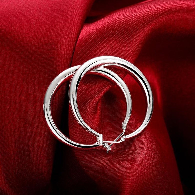 Wholesale Romantic Silver Round Stud Earring Simple Hoop Earrings For Women Fashion Jewelry Wedding Accessories TGSPE129 2