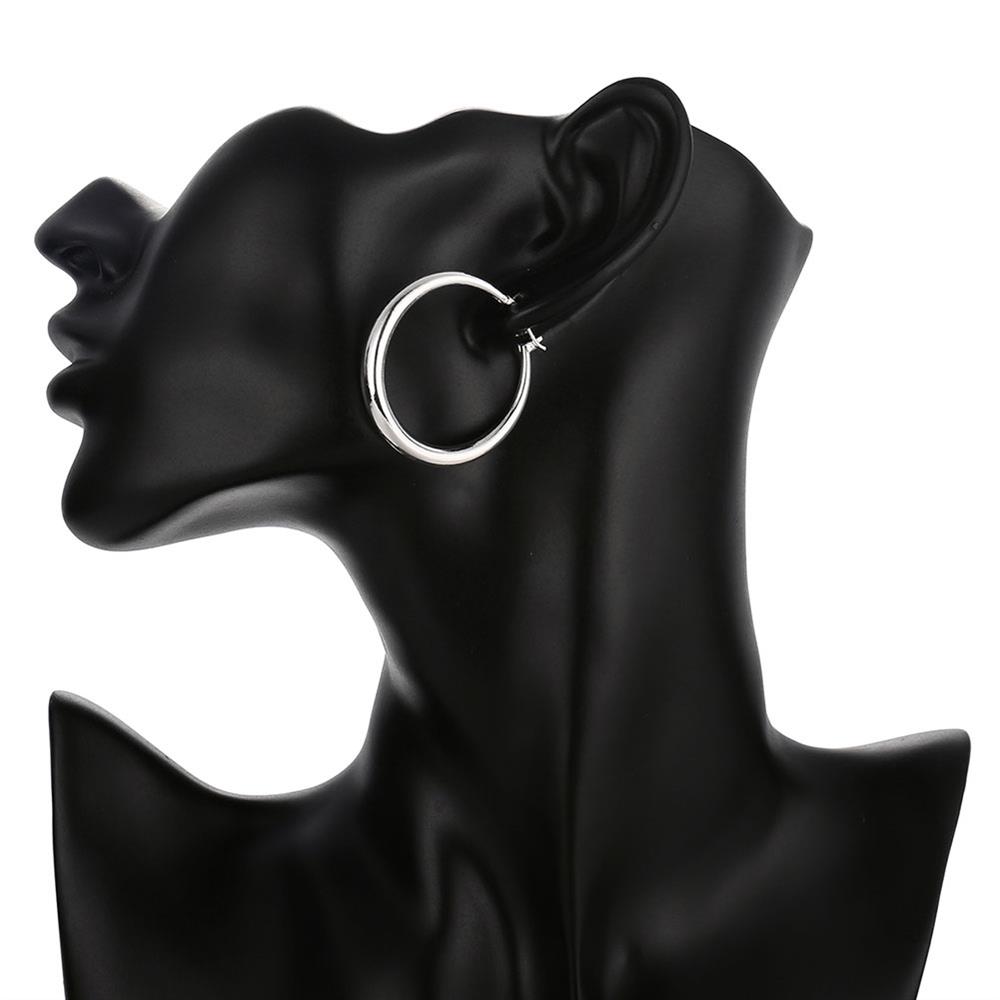 Wholesale Romantic Silver Round Stud Earring Simple Hoop Earrings For Women Fashion Jewelry Wedding Accessories TGSPE129 3