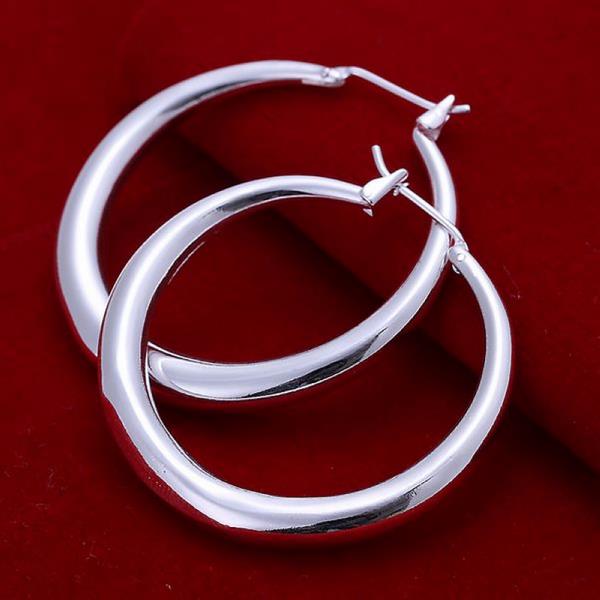 Wholesale Romantic Silver Round Stud Earring Simple Hoop Earrings For Women Fashion Jewelry Wedding Accessories TGSPE129 4