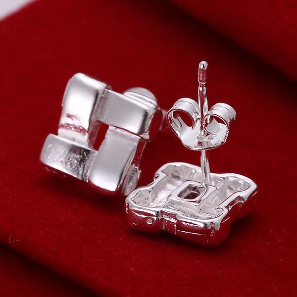 Wholesale Fashion Silver plated Stud Earrings Geometric knit Square For Women Birthday party Trendy Accessories New gift  TGSPE130 0