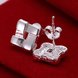 Wholesale Fashion Silver plated Stud Earrings Geometric knit Square For Women Birthday party Trendy Accessories New gift  TGSPE130 0 small