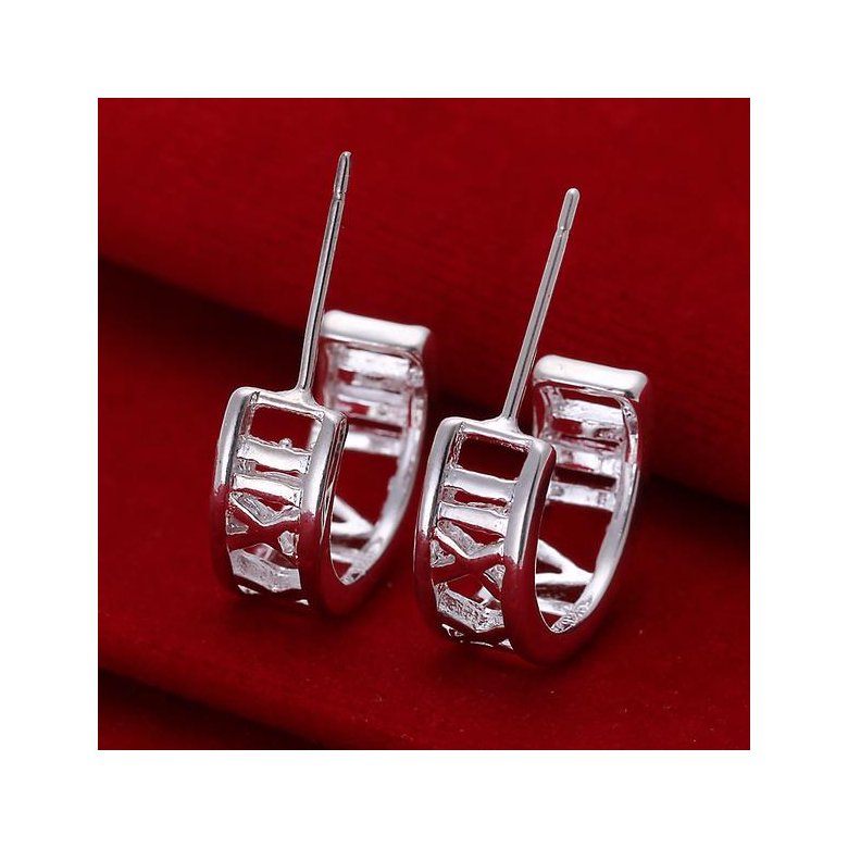 Wholesale Hot selling jewelry from China Classic Hollow Out roman numerals  Silver Big Hoop Earrings for Women Statement Earrings TGSPE136 0
