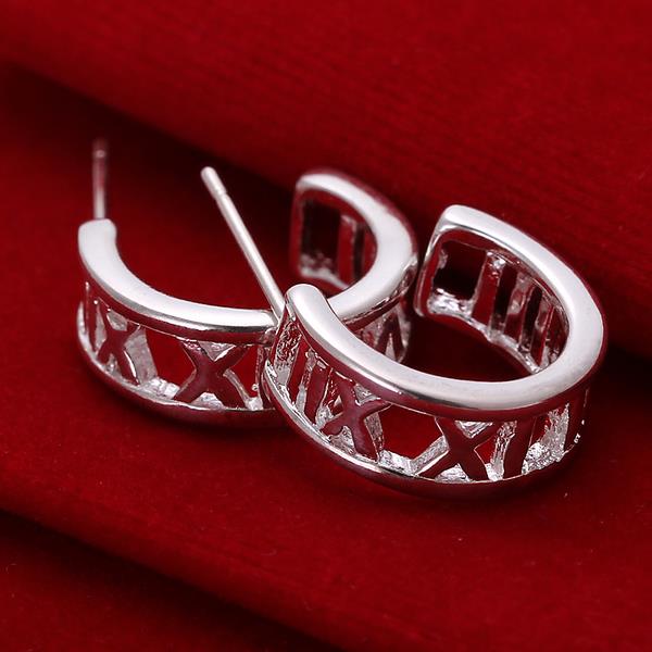 Wholesale Hot selling jewelry from China Classic Hollow Out roman numerals  Silver Big Hoop Earrings for Women Statement Earrings TGSPE136 1