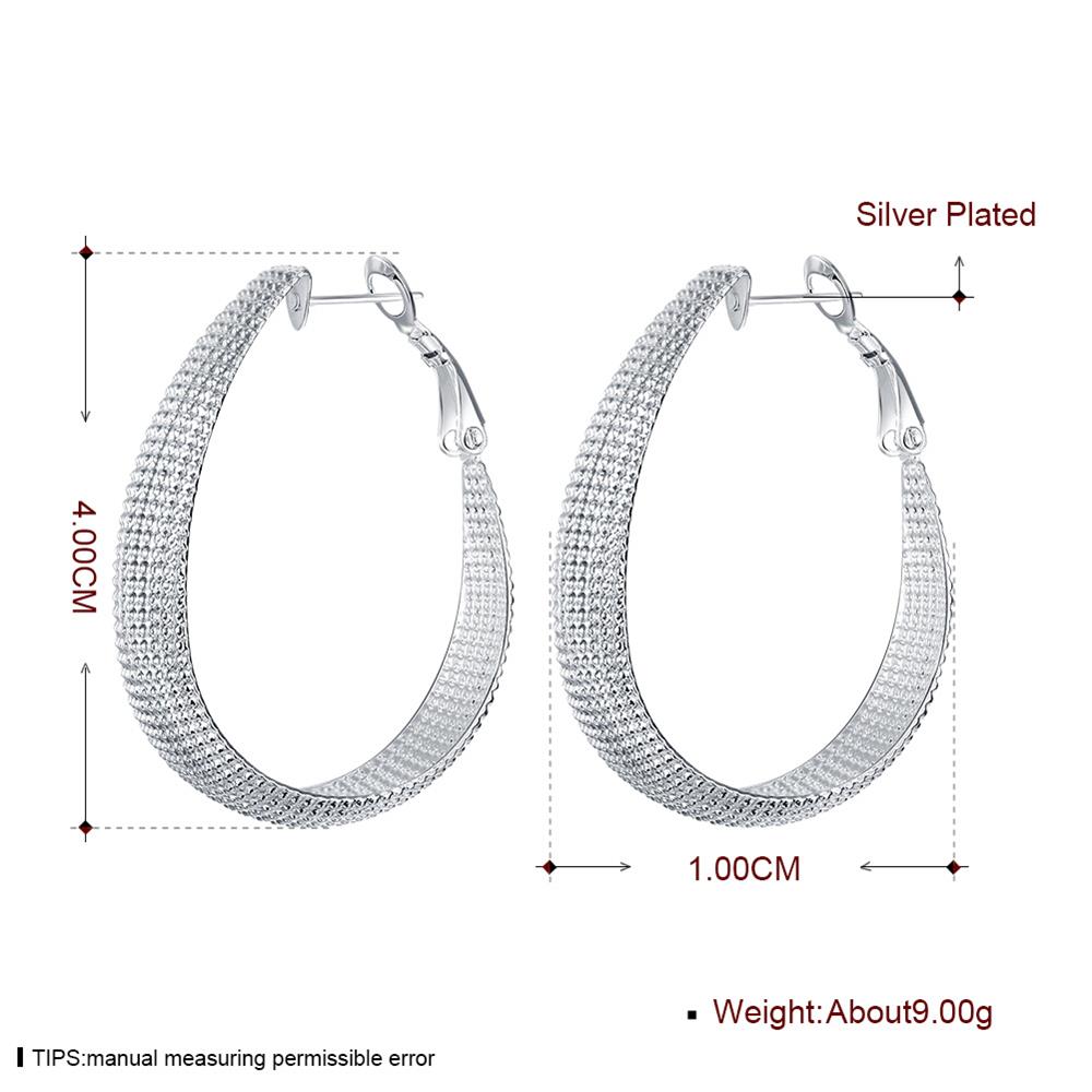 Wholesale Romantic Classic Big Circle Hoop Charm Earrings Woven mesh silver plated for Women Party Gift Fashion Wedding Engagement Jewelry TGSPE143 0