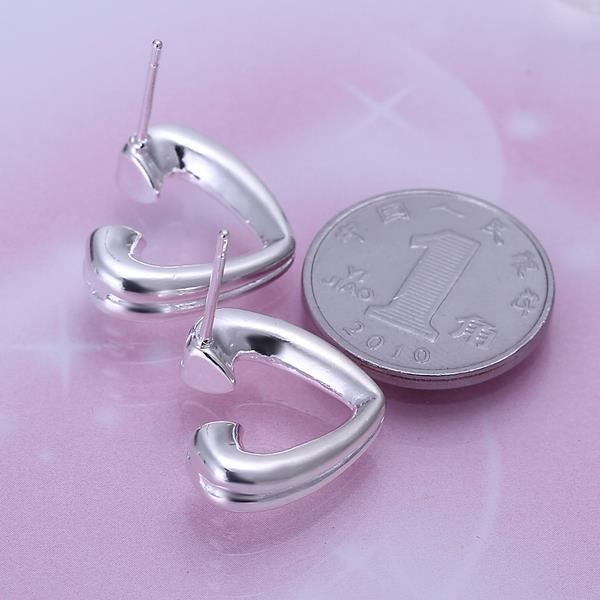 Wholesale Romantic Silver plated Stud Earring For Women Hollow heart shape Stud Earrings Simple Fashion Fine Jewelry Party Student Gift TGSPE144 0