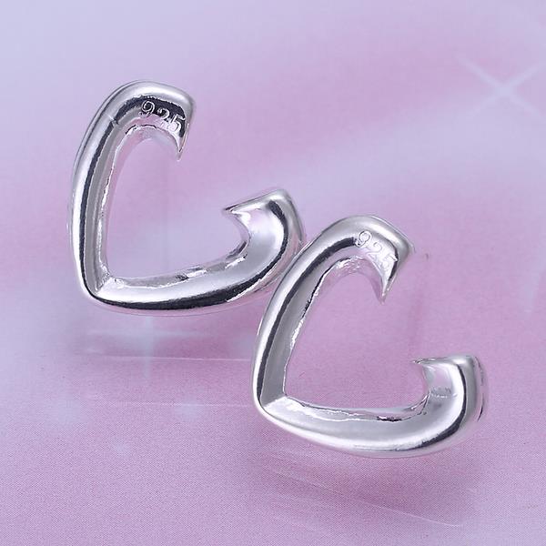 Wholesale Romantic Silver plated Stud Earring For Women Hollow heart shape Stud Earrings Simple Fashion Fine Jewelry Party Student Gift TGSPE144 1