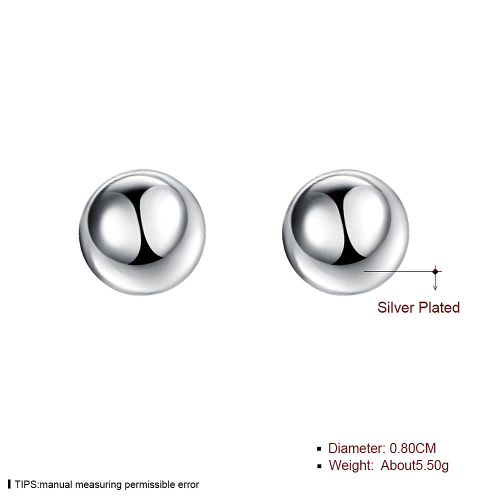Wholesale Trendy High Quality Silver plated Round Circle Solid Ball Bead Stud Earring Woman Fashion Wedding Engagement Jewelry TGSPE146 0