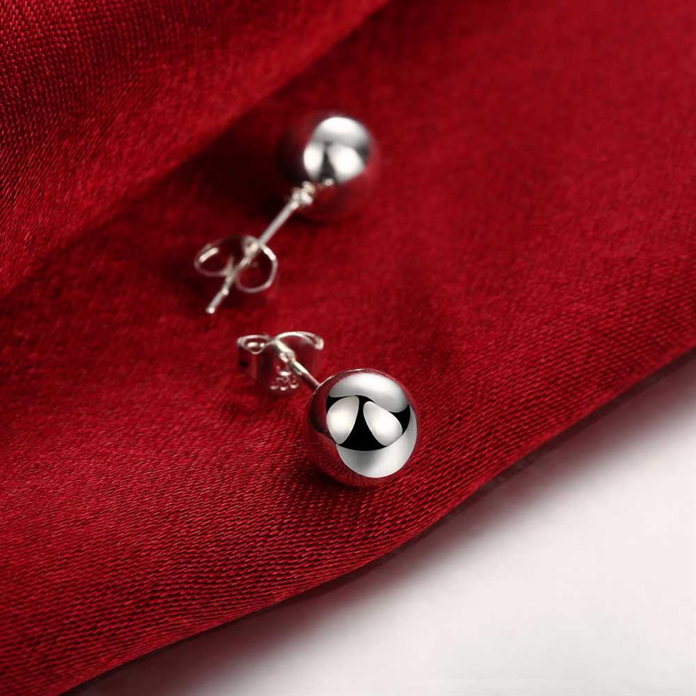 Wholesale Trendy High Quality Silver plated Round Circle Solid Ball Bead Stud Earring Woman Fashion Wedding Engagement Jewelry TGSPE146 2