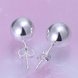 Wholesale High Quality Silver plated Round Circle Solid Ball Bead Stud Earring Woman Fashion Wedding Engagement Jewelry TGSPE147 1 small