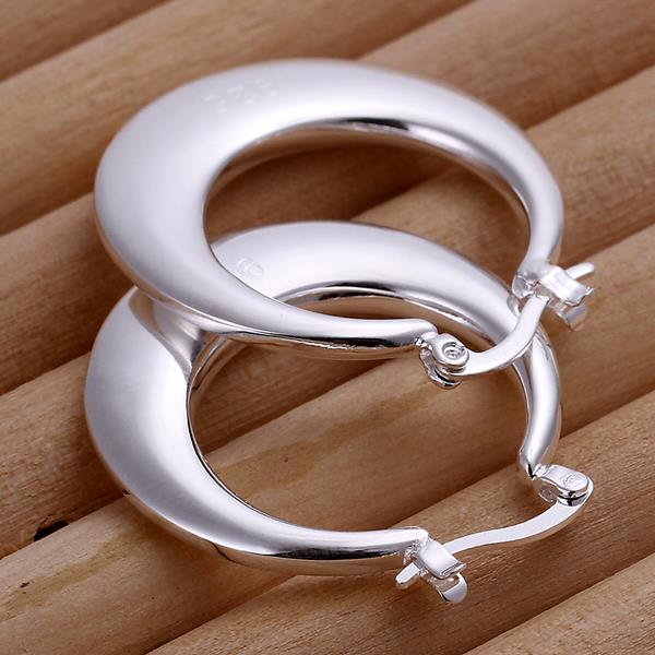 Wholesale Classic Big Circle Hoop Charm Earrings gorgeous silver plated for Women Party Gift Fashion Wedding Engagement Jewelry TGSPE148 1