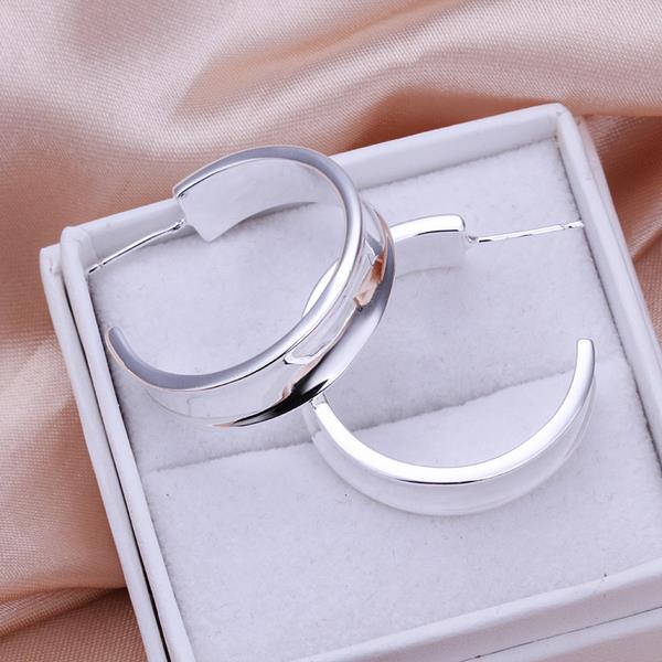 Wholesale Classic Smooth Silver plated earring for Women Hoop Earring Gift Christmas Party Wedding Top Selling Fashion Jewelry TGSPE149 0