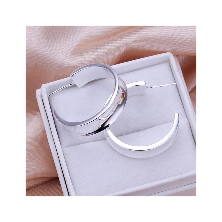 Wholesale Classic Smooth Silver plated earring for Women Hoop Earring Gift Christmas Party Wedding Top Selling Fashion Jewelry TGSPE149 0