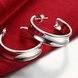 Wholesale Classic Smooth Silver plated earring for Women Hoop Earring Gift Christmas Party Wedding Top Selling Fashion Jewelry TGSPE149 3 small