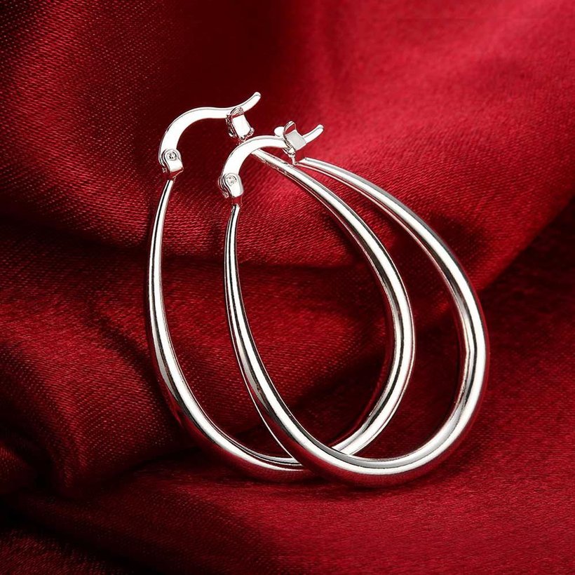 Wholesale Classic Big Circle Hoop Charm Earrings gorgeous silver plated for Women Party Gift Fashion Wedding Engagement Jewelry TGSPE150 0