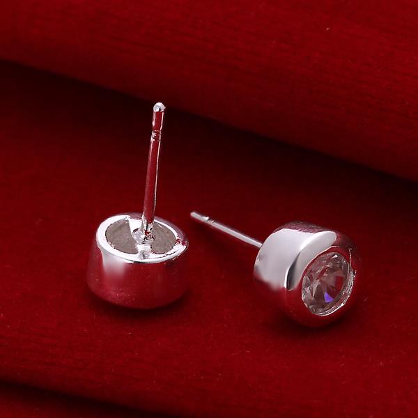 Wholesale Fashion Jewelry Stud Earrings For Women Silver Plated Inlaid Round Cubic Zircon Female Girl Simple Wedding Earring TGSPE154 2