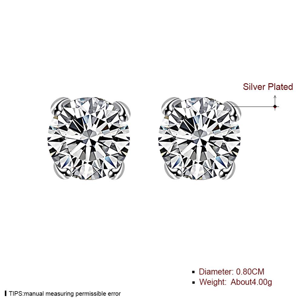 Wholesale Romantic Fashion Jewelry Stud Earrings For Women Silver Plated Inlaid Round Cubic Zircon Female Girl Simple Wedding Earring TGSPE158 1