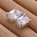 Wholesale Trendy Classic  Square silver plated Wedding Engagement Stud Earrings For Women big crystal zircon Fine Jewelry Gifts TGSPE159 2 small