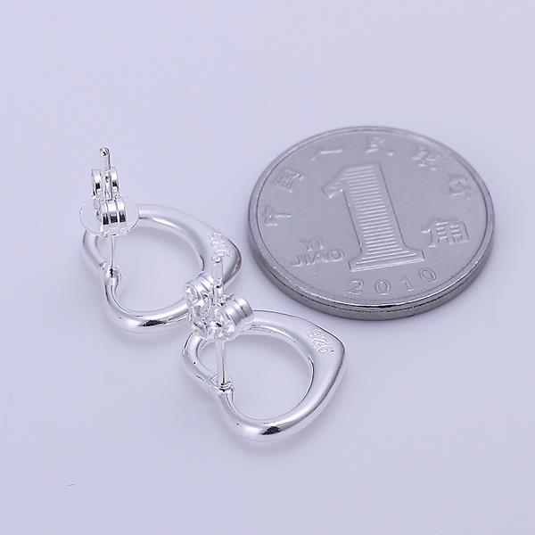 Wholesale Simple Cute Female Love Heart Stud Earrings Silver plated Small Earrings Charm Wedding Earrings For Women TGSPE160 0