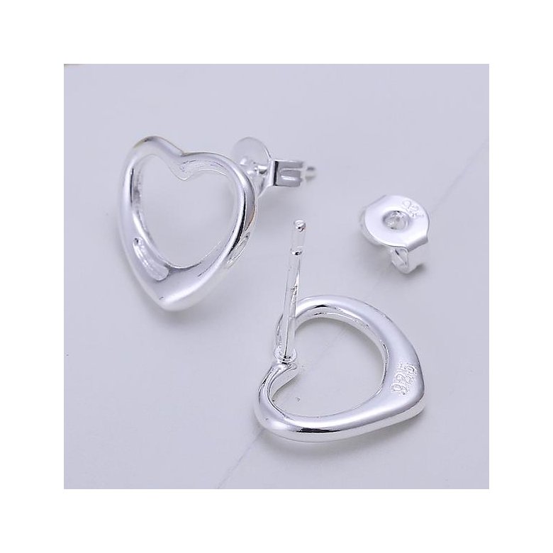 Wholesale Simple Cute Female Love Heart Stud Earrings Silver plated Small Earrings Charm Wedding Earrings For Women TGSPE160 1