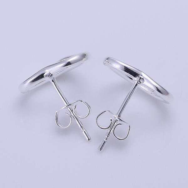 Wholesale Simple Cute Female Love Heart Stud Earrings Silver plated Small Earrings Charm Wedding Earrings For Women TGSPE160 2