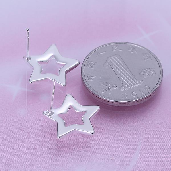 Wholesale Classic Silver plated Stud Earring For Women Hollow star shape Stud Earrings Simple Fashion Fine Jewelry Party Student Gift TGSPE164 0