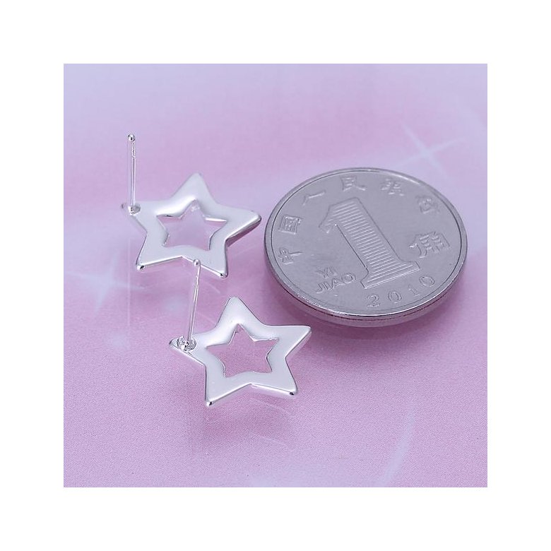 Wholesale Classic Silver plated Stud Earring For Women Hollow star shape Stud Earrings Simple Fashion Fine Jewelry Party Student Gift TGSPE164 0