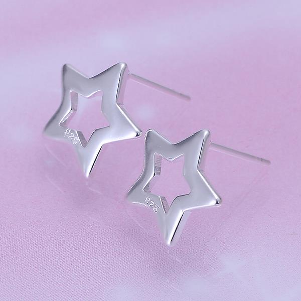 Wholesale Classic Silver plated Stud Earring For Women Hollow star shape Stud Earrings Simple Fashion Fine Jewelry Party Student Gift TGSPE164 1