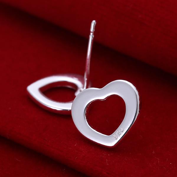 Wholesale Simple Cute Female Love Heart Stud Earrings Silver plated Small Earrings Charm Wedding Earrings For Women TGSPE165 1