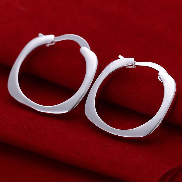 Wholesale Classic fashion Silver plated square Stud Earring Thin Flat  Earrings Women Fashion jewelry TGSPE167 0