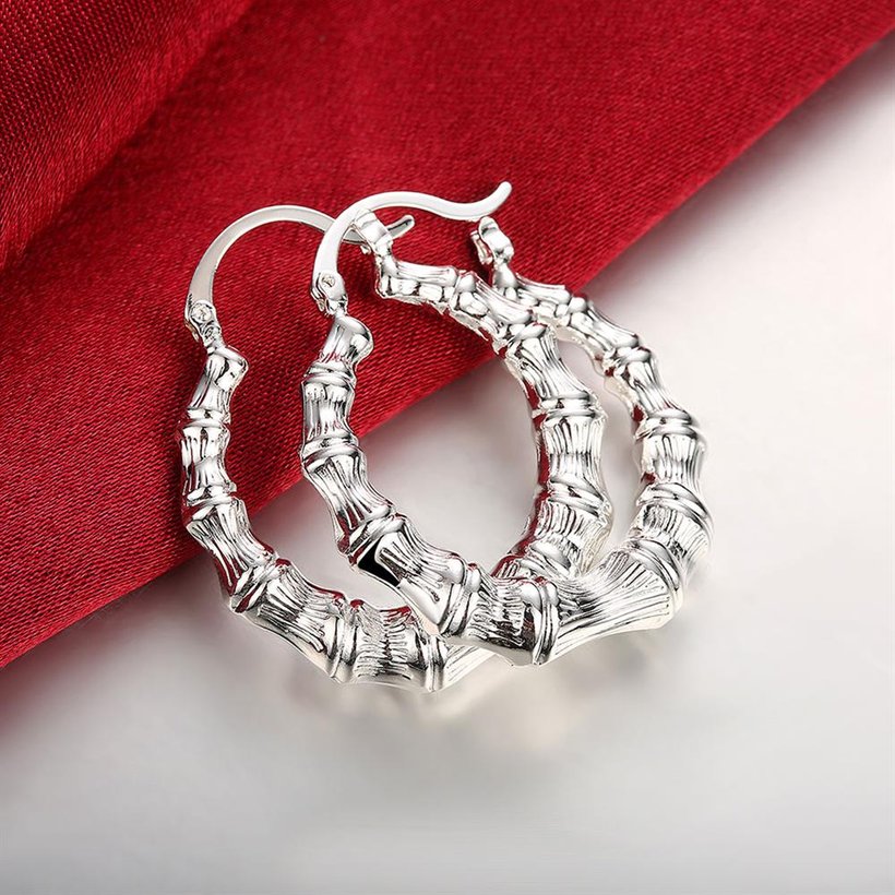 Wholesale Trendy Classic Big Circle bamboo-shaped Charm Earrings For Woman Fashion Party Wedding Engagement Party Jewelry TGSPE170 2