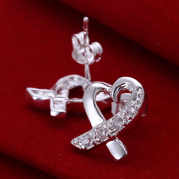 Wholesale Trendy Silver plated Heart Stud Earring Inlaid With Zircon Crystal Earrings For Women Wedding Jewelry Gifts TGSPE172 1