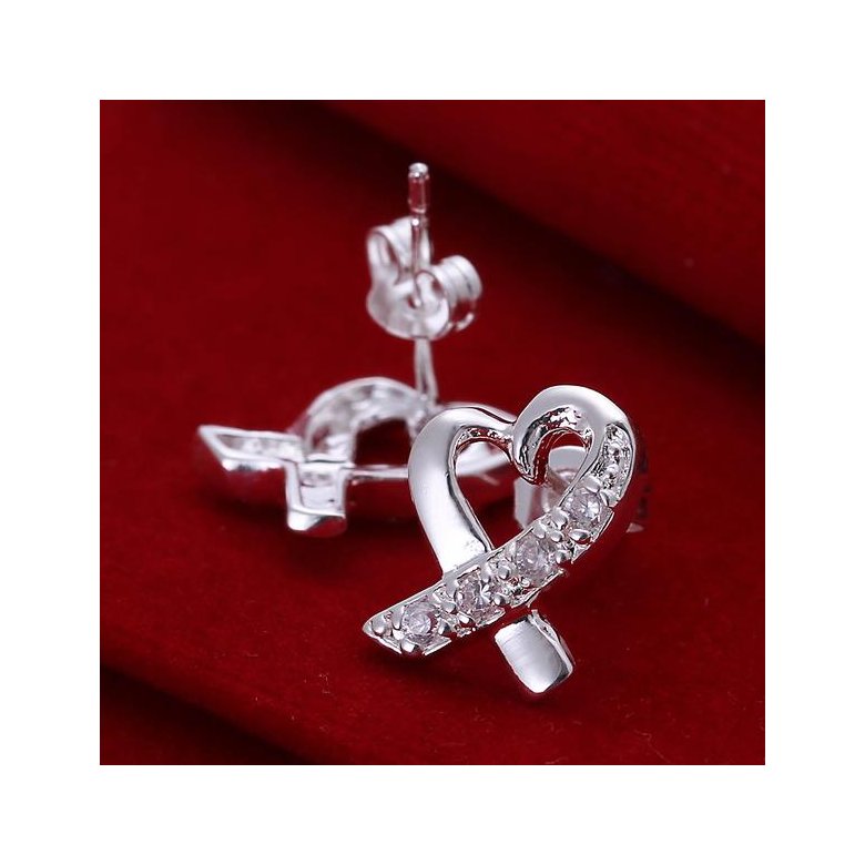 Wholesale Trendy Silver plated Heart Stud Earring Inlaid With Zircon Crystal Earrings For Women Wedding Jewelry Gifts TGSPE172 1