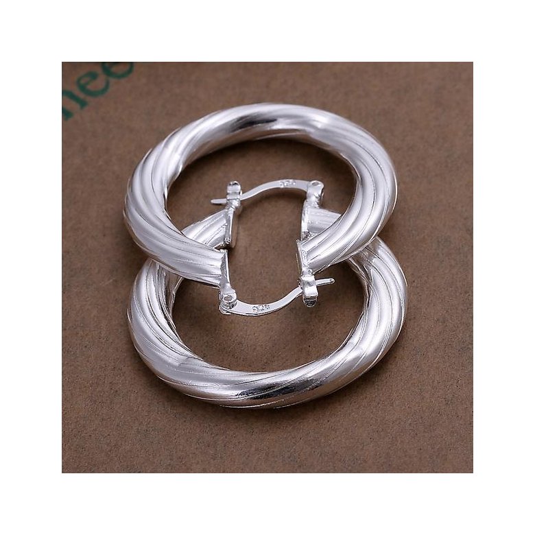 Wholesale Trendy Classic Big Circle twisted rope Charm Earrings silver plated for Women Party Gift Fashion Wedding Engagement Jewelry TGSPE177 0