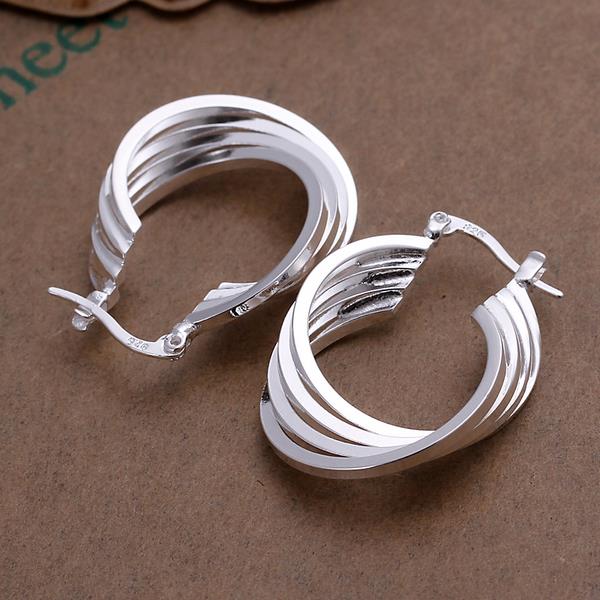 Wholesale Classic simple Round multiple loops Stud Earring For Women Twist Wave Line silver plated Earring Fashion Jewelry TGSPE179 0